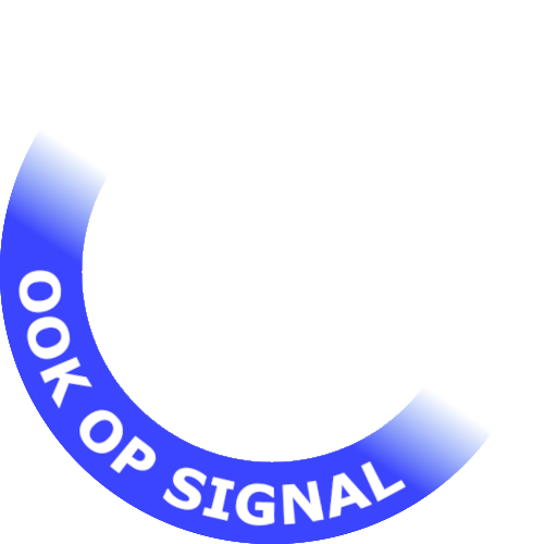 Badge met de tekst Ook op Signal